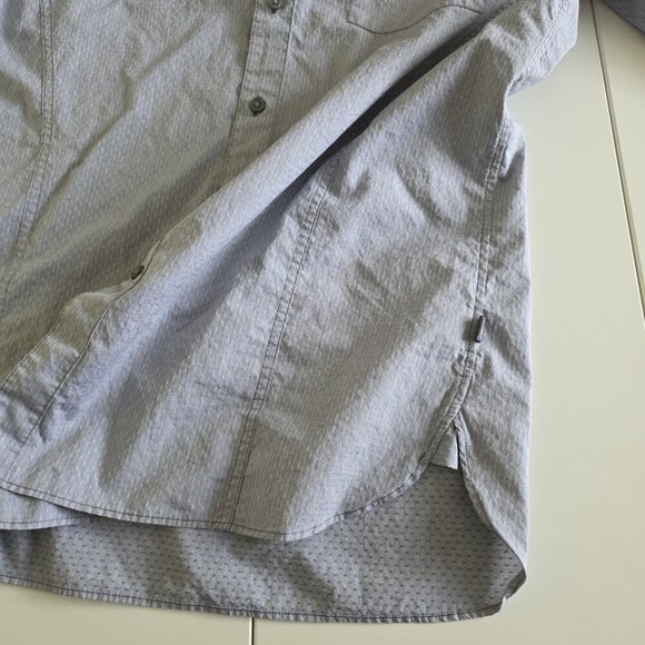 John Varvatos Shirt Mens L Gray Birds Eye LS Button Roll Up Tab Casual Preppy - Picture 12 of 16